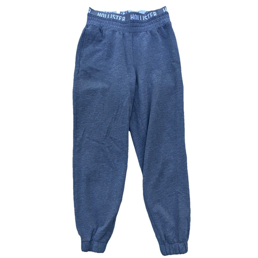 Hollister Women’s XS Blue Ultra High Rise Fleece Jogger Sweatpants Logo Waist